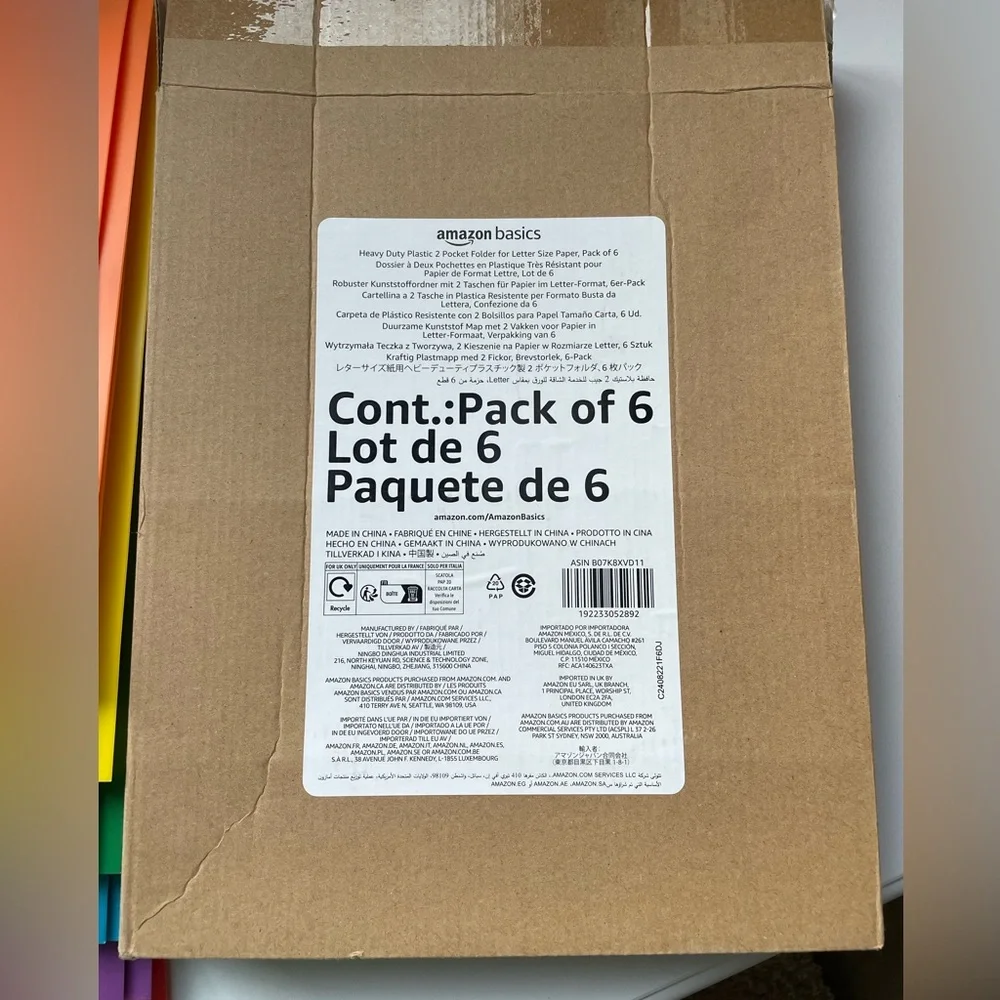 NWT 6 Heavy duty 2 pocket 6 colors letter size folders water resistant Amazon